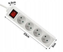 PRZEDŁUŻACZ SIECIOWY PRĄDOWY LISTWA ZASILAJĄCA UZIEMIENIE 4 GNIAZDA 5M