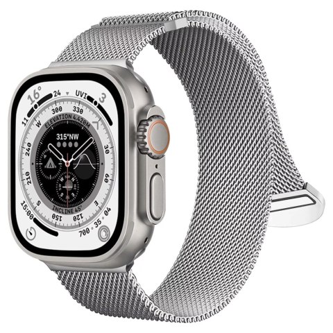 Pasek stalowy Alogy bransoleta do Apple Watch 42/44/45/49mm stal nierdzewna Srebrny