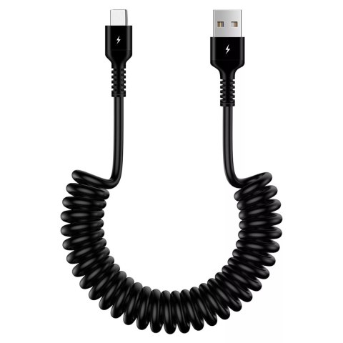 Kabel Alogy do ładowania spiralny samochodowy 66W 5A 150cm USB do USB-C czarny