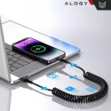 Kabel Alogy do ładowania spiralny samochodowy 66W 5A 150cm USB do USB-C czarny