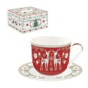 Christmas Folk Jelonki Filiżanka Porcelanowa w Ozdobnym Pudełku 400 ml