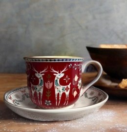 Christmas Folk Jelonki Filiżanka Porcelanowa w Ozdobnym Pudełku 400 ml