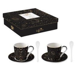 Gwieździste Niebo Filiżanki Porcelanowe do Espresso ze Spodkami i Łyżeczkami w Ozdobnym Pudełku 100 ml 2 szt.