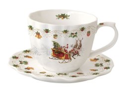 Mikołaj w Saniach Filiżanka Porcelanowa ze Spodkiem w Ozdobnym Pudełku 320 ml