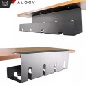 Organizer kabli pod blat półka na kable listwe przewody blat biurko biurkowy aluminiowy uchwyt Alogy 40cm Czarny