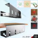 Organizer kabli pod blat półka na kable listwe przewody blat biurko biurkowy aluminiowy uchwyt Alogy 40cm Czarny