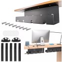 Organizer kabli pod blat półka na kable listwe przewody blat biurko biurkowy aluminiowy uchwyt Alogy 40cm Czarny