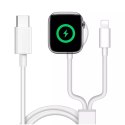 Kabel ładowarka indukcyjna magnetyczna 2w1 do Apple Watch, iPhone przewód 1M Lightning USB-C Alogy Biały