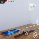 Kabel ładowarka indukcyjna magnetyczna 2w1 do Apple Watch, iPhone przewód 1M Lightning USB-C Alogy Biały