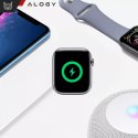 Kabel ładowarka indukcyjna magnetyczna 2w1 do Apple Watch, iPhone przewód 1M Lightning USB-C Alogy Biały