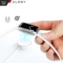 Kabel ładowarka indukcyjna magnetyczna 2w1 do Apple Watch, iPhone przewód 1M Lightning USB-C Alogy Biały