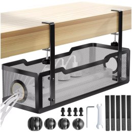 Organizer kabli pod blat półka na kable listwe przewody blat biurko biurkowy metalowy Alogy 34cm Czarny