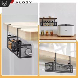 Organizer kabli pod blat półka na kable listwe przewody blat biurko biurkowy metalowy Alogy 34cm Czarny