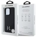 Etui Karl Lagerfeld do iPhone 16 Pro 6.3" Czarny Hardcase Silicone Shadow Metal Initial MagSafe