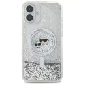 Etui Karl Lagerfeld do iPhone 16 6.1" Magsafe Hardcase Transparent Liquid Glitter Karl&Choupette Head