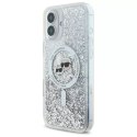 Etui Karl Lagerfeld do iPhone 16 6.1" Magsafe Hardcase Transparent Liquid Glitter Karl&Choupette Head