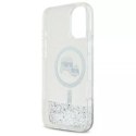 Etui Karl Lagerfeld do iPhone 16 6.1" Magsafe Hardcase Transparent Liquid Glitter Karl&Choupette Head