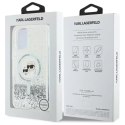 Etui Karl Lagerfeld do iPhone 16 6.1" Magsafe Hardcase Transparent Liquid Glitter Karl&Choupette Head