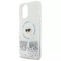 Etui Karl Lagerfeld do iPhone 16 Plus 6.7" Magsafe Hardcase Transparent Liquid Glitter Karl Head