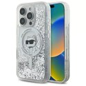 Etui Karl Lagerfeld do iPhone 16 Pro Max 6.9" Magsafe Hardcase Transparent Liquid Glitter Choupette Head