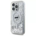 Etui Karl Lagerfeld do iPhone 16 Pro Max 6.9" Magsafe Hardcase Transparent Liquid Glitter Choupette Head