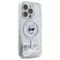 Etui Karl Lagerfeld do iPhone 16 Pro Max 6.9" Magsafe Hardcase Transparent Liquid Glitter Choupette Head