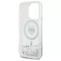 Etui Karl Lagerfeld do iPhone 16 Pro Max 6.9" Magsafe Hardcase Transparent Liquid Glitter Choupette Head