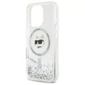 Etui Karl Lagerfeld do iPhone 16 Pro Max 6.9" Magsafe Hardcase Transparent Liquid Glitter Choupette Head