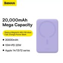 Powerbank Baseus Magnetic Mini 20000 mAh 20W - fioletowy + kabel USB-C / USB-C