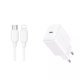 Ładowarka Joyroom Sieciowa USB-C PD 20W - Biała + Kabel USB-C / Lightning 1m