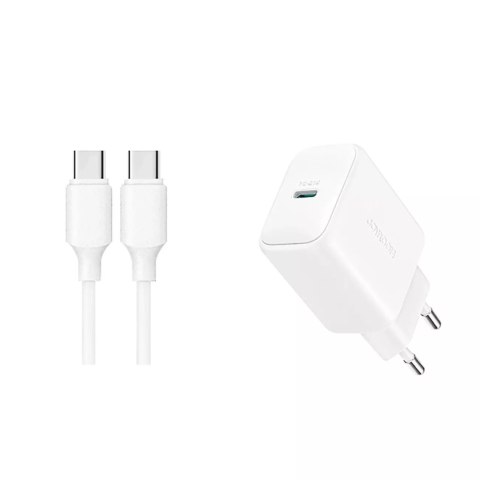 Ładowarka Joyroom Sieciowa USB-C PD 20W - Biała + kabel USB-C / USB-C 1m