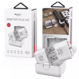 Adapter podróżny przejściówka Uniwersalna 750W zestaw wtyczek do gniazdka Adapter Plug Kit CN US EU UK Biały