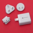 Ładowarka sieciowa 3w1 FORCELL F-ENERGY Typ C + USB A PD QC4.0 3A 45W z wymiennymi wtyczkami Biała