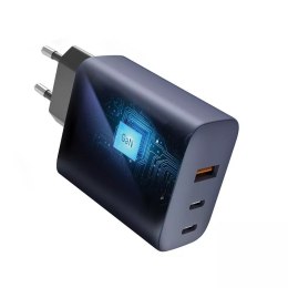 Ładowarka sieciowa FORCELL F-ENERGY GaN 2 x Typ C + USB A PD QC4.0 4A 65W Szara