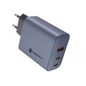 Ładowarka sieciowa FORCELL F-ENERGY GaN 2 x Typ C + USB A PD QC4.0 4A 65W Szara