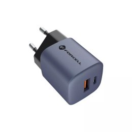 Ładowarka sieciowa FORCELL F-ENERGY GaN Typ C + USB A PD QC4.0 3A 33W Szara