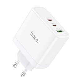 Ładowarka sieciowa HOCO 2 x Typ C + USB A QC PD 65W GaN Biała