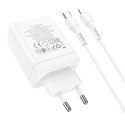 Ładowarka sieciowa HOCO 2 x Typ C + USB A + kabel Typ C do Lightning PD QC3.0 3A 35W Biała