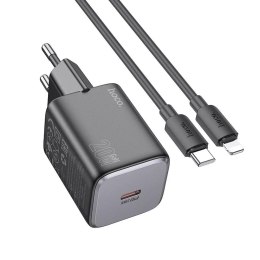 Ładowarka sieciowa HOCO Typ C + kabel Typ C do Lightning QC PD 20W Czarna