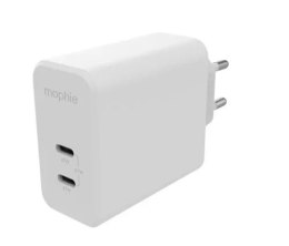 Ładowarka sieciowa Mophie z podwójnym wejściem USB-C 67W GaN Charger Dual Biała