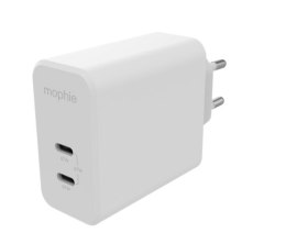 Mophie GaN Charger Dual - ładowarka sieciowa z podwójnym wejściem USB-C 67W (white)