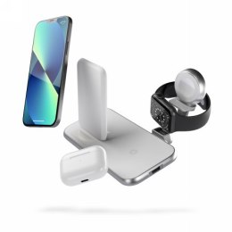 ZENS Aluminium 4w1 Stand Wireless Charger - bezprzewodowa stacja ładująca do trzech urządzeń (45W), z możliwością ładowanie czwa