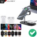 Ładowarka indukcyjna 3w1 do telefonu zegarka słuchawek Alogy Qi Charger do Apple iPhone Watch AirPods Czarna