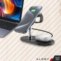 Ładowarka indukcyjna 3w1 do telefonu zegarka słuchawek Alogy Qi Charger do Apple iPhone Watch AirPods Czarna