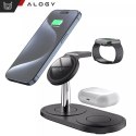 Ładowarka indukcyjna 3w1 do telefonu zegarka słuchawek Alogy Qi Charger do Apple iPhone Watch AirPods Czarna