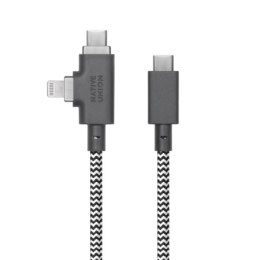 Native Union Belt Cable Duo Pro 240W - kabel USB-C - USB-C / lightning, 2,4 m (zebra)