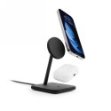 Twelve South HiRise 2 Deluxe - stojąca ładowarka bezprzewodowa Qi2 do dwóch urządzeń kompatybilna z MagSafe (black)