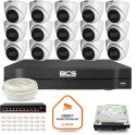 Zestaw monitoringu IP BCS Line 15x Kamera BCS-L-EIP14FSR3-AI1 Rejestrator z dyskiem 1TB