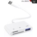 Czytnik kart SD TF USB Alogy adapter z złączem USB-C do Apple iPhone iPad Biały