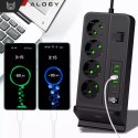 Rozgałęźnik gniazdka Alogy Plug Extender rozdzielacz adapter przedłużacz z ładowarką Qi indukcyjną 4x wtyczka EU + 4x USB + 2x U